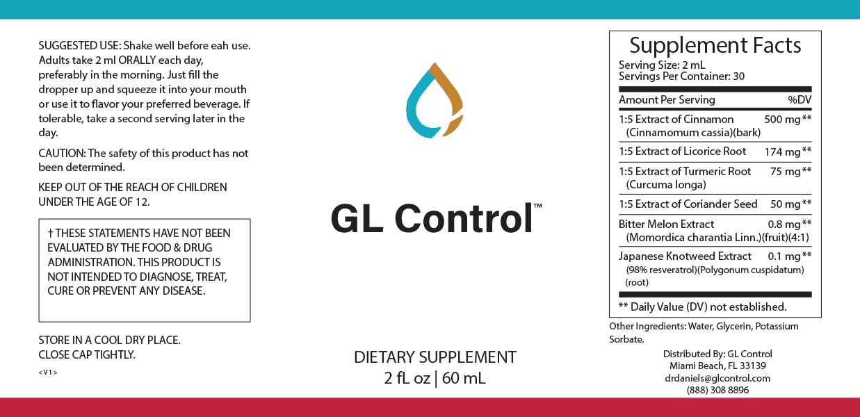 GL Control supplement facts label
