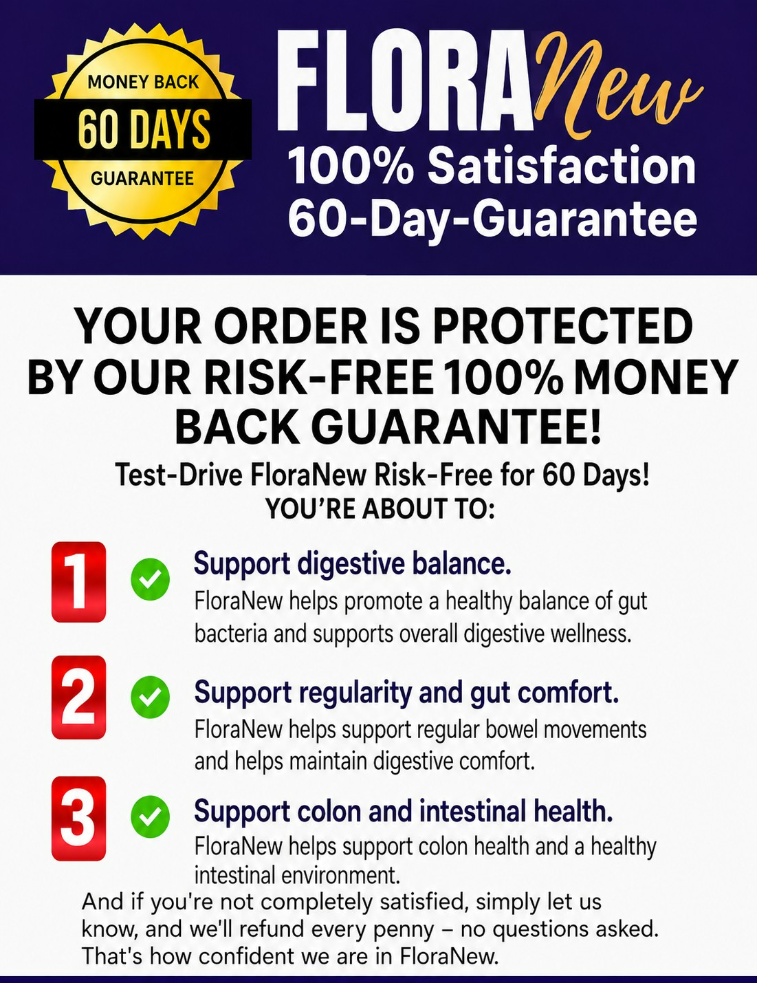 FloraNew — daily gut flora and digestive wellness support, 60-day guarantee